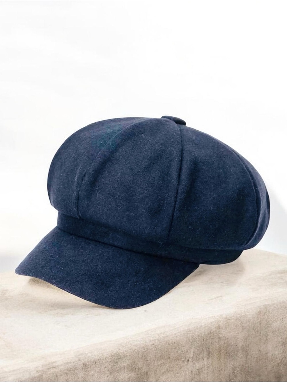 Navy Blue Warm Knit Beret Newsboy Cap